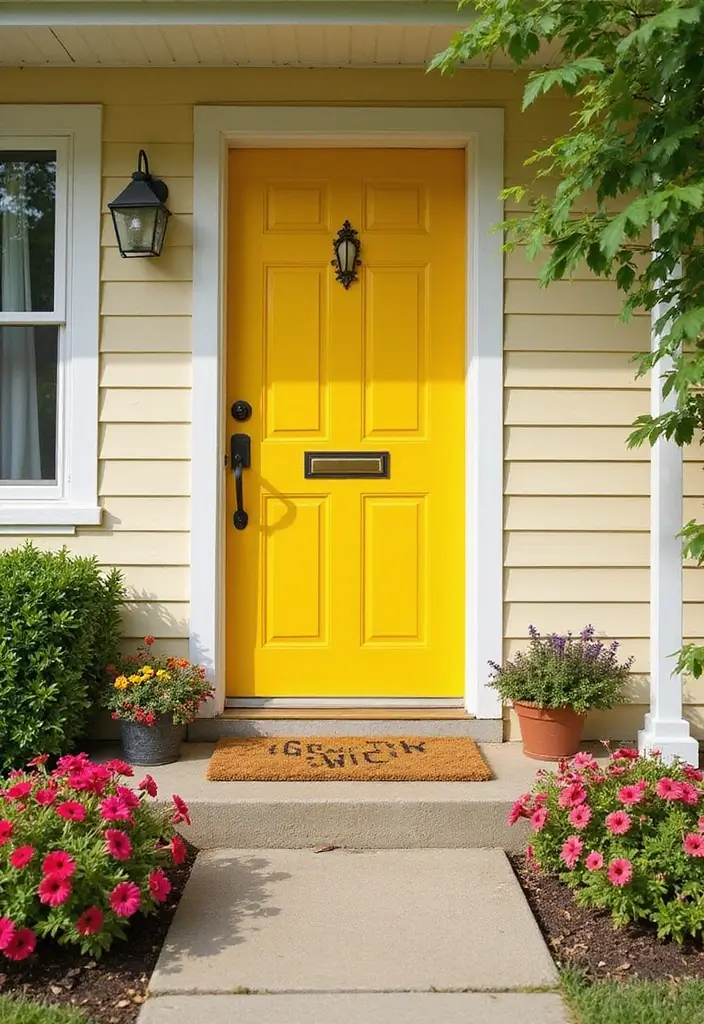 17 Eye-Catching Door Colors That Will Make Your Neighbors Green with Envy! - 3. Sunny Yellow: Bright and Cheerful