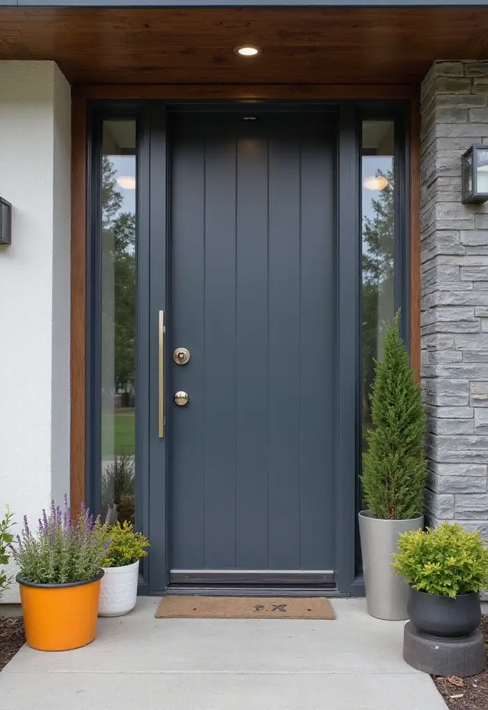 17 Eye-Catching Door Colors That Will Make Your Neighbors Green with Envy! - 8. Charcoal Gray: Modern Sophistication