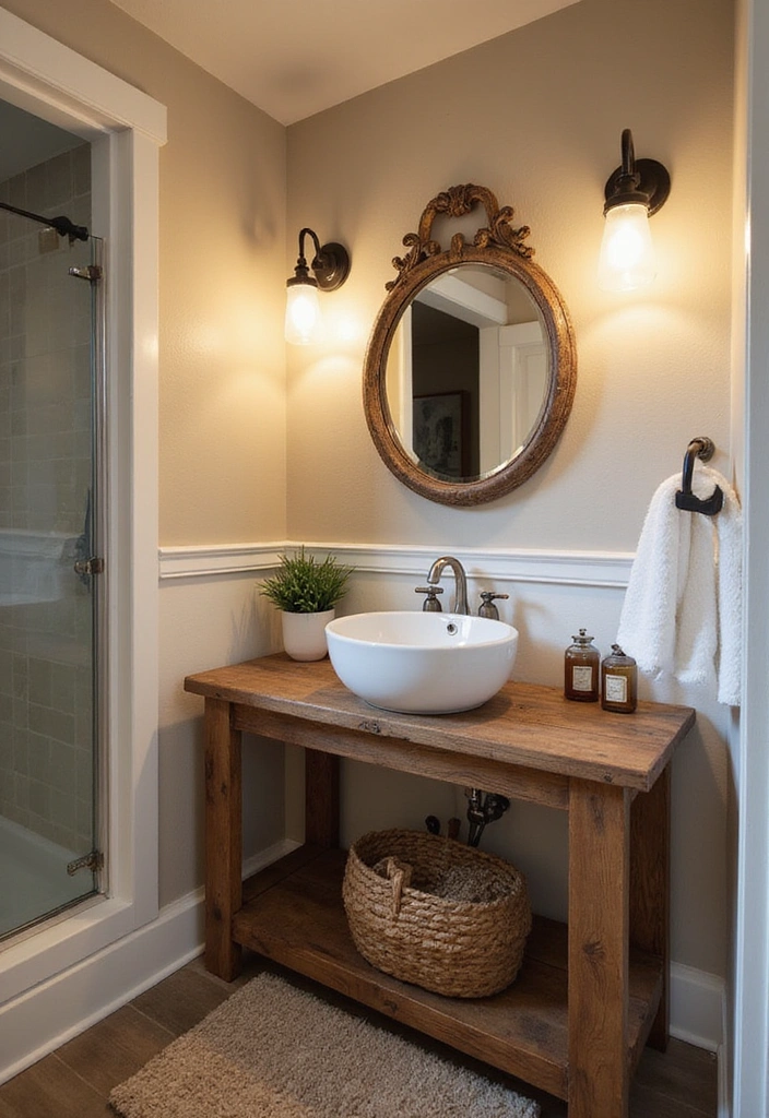 18 Stunning Bathroom Makeovers Under $500 (You Won't Believe #12!) - 2. Elegant Farmhouse Charm