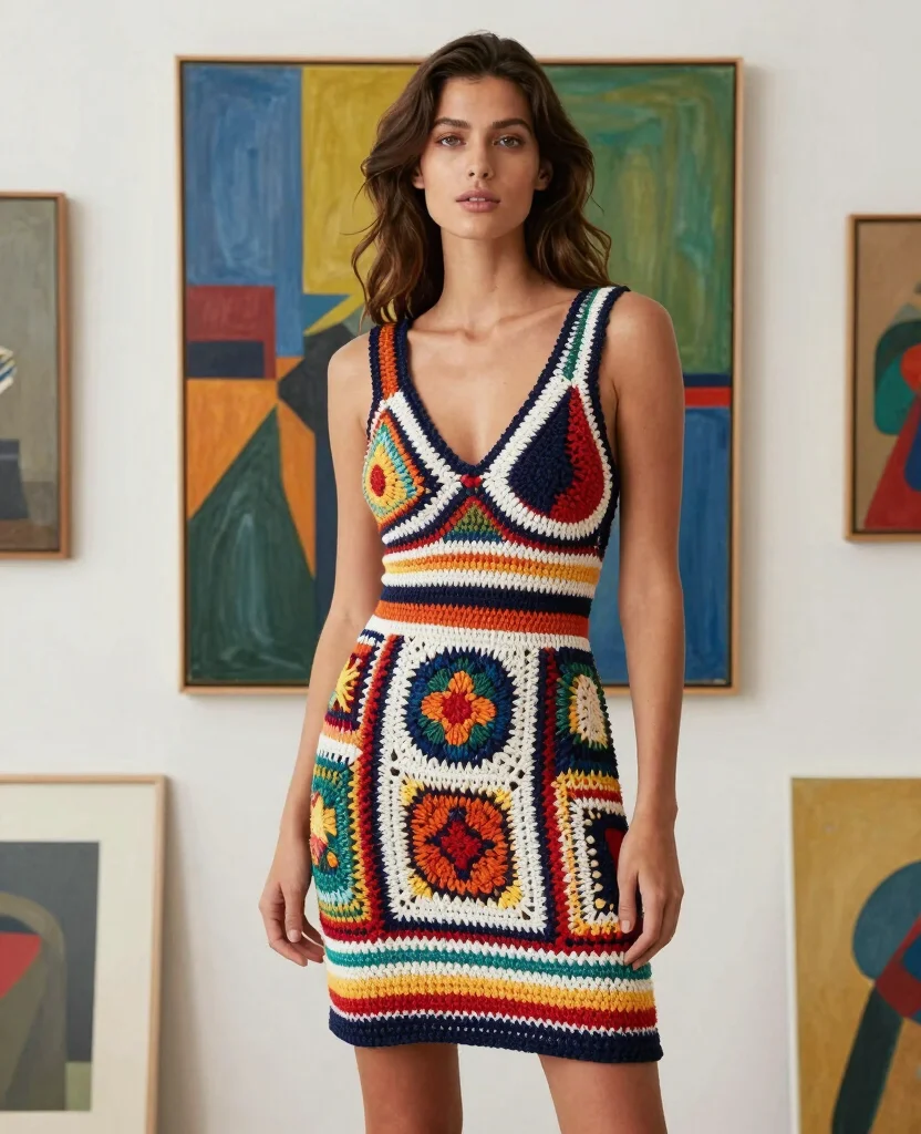 18 Stunning Crochet Knit Dresses That Will Make You the Center of Attention! - 16. The Artistic Crochet Dress