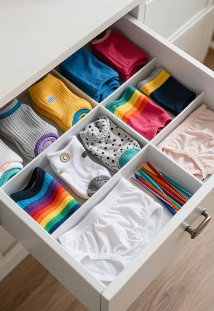 19 Kids Closet Organization Tricks That'll Make You the Ultimate Parent! - 17. Use Dividers for Smaller Items 1