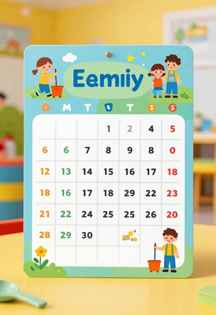 19 Kids Closet Organization Tricks That'll Make You the Ultimate Parent! - 18. Family Cleaning Calendar 1