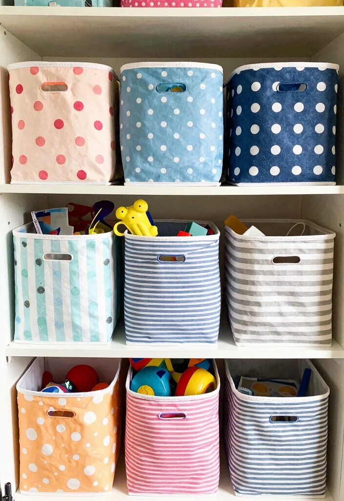 19 Kids Closet Organization Tricks That'll Make You the Ultimate Parent! - 2. DIY Fabric Storage Bins 1