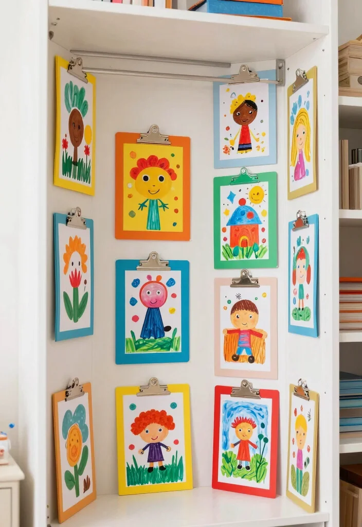 19 Kids Closet Organization Tricks That'll Make You the Ultimate Parent! - 7. DIY Closet Art Display 1