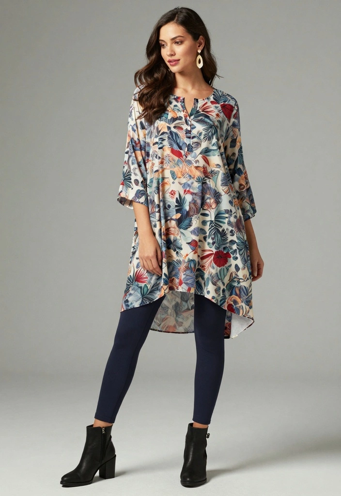 20 Date Night Outfit Ideas for Valentine's Day That Will Make You Look Irresistible! - 14. Flowy Tunic with Leggings 1