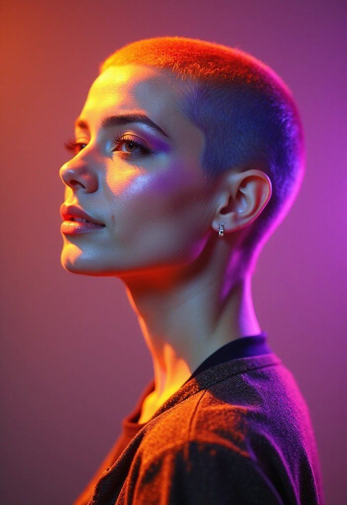 20 Inspiring Women’s Shaved Hairstyles That Will Make You Ditch the Long Locks! - 19. Shaved Hair with Color Melt