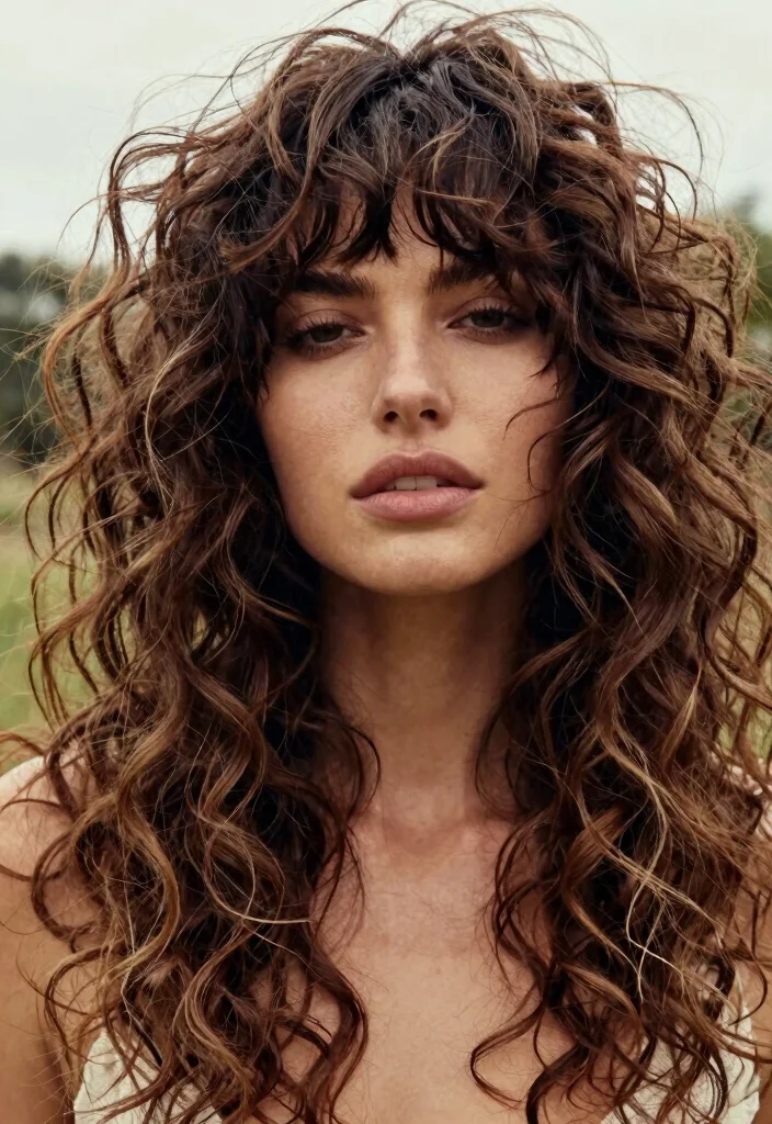 20 Timeless Hairstyles That Radiate Elegance and Confidence - 10. Shaggy Bangs with Messy Curls 1