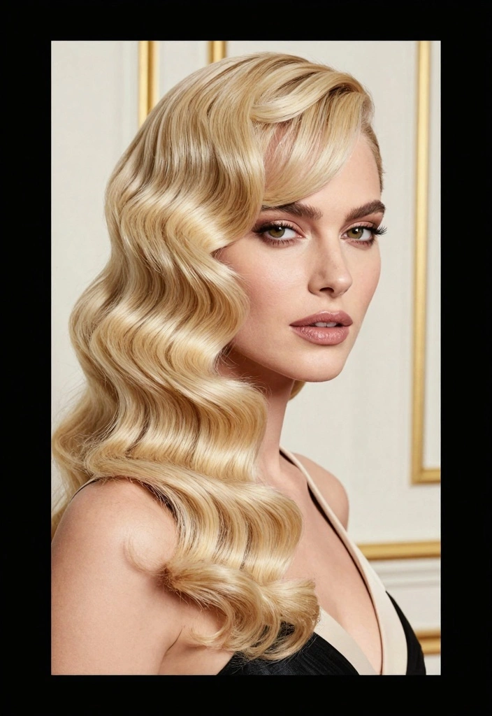 20 Timeless Hairstyles That Radiate Elegance and Confidence - 9. Vintage-Inspired Waves with Bangs 1