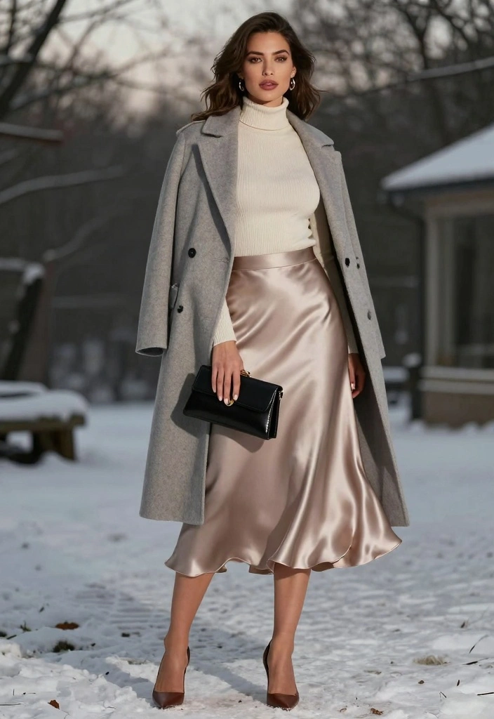 21 Sizzling Winter Date Night Outfit Ideas That Will Steal the Show (Check Out #3!) - 3. Classic Elegance with a Midi Skirt 1