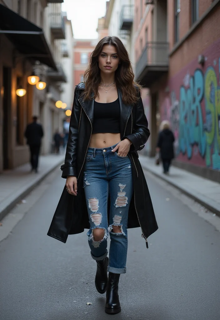 23 Chic & Trendy Long Coat Outfits for Fall & Winter That You'll Absolutely Adore! - 22. Street Style Long Jacket for Edgy Look