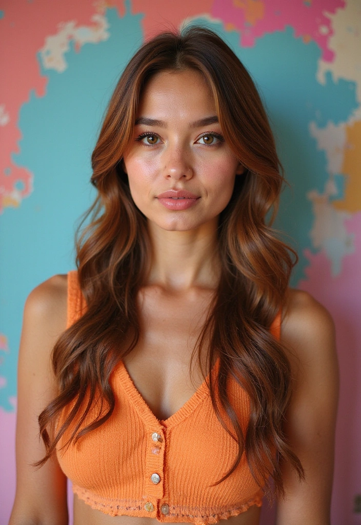 23 Gorgeous Warm Brown Hair Styles That Will Make You Want to Change Your Look! - 20. Warm Brown Hair with a Pop of Color