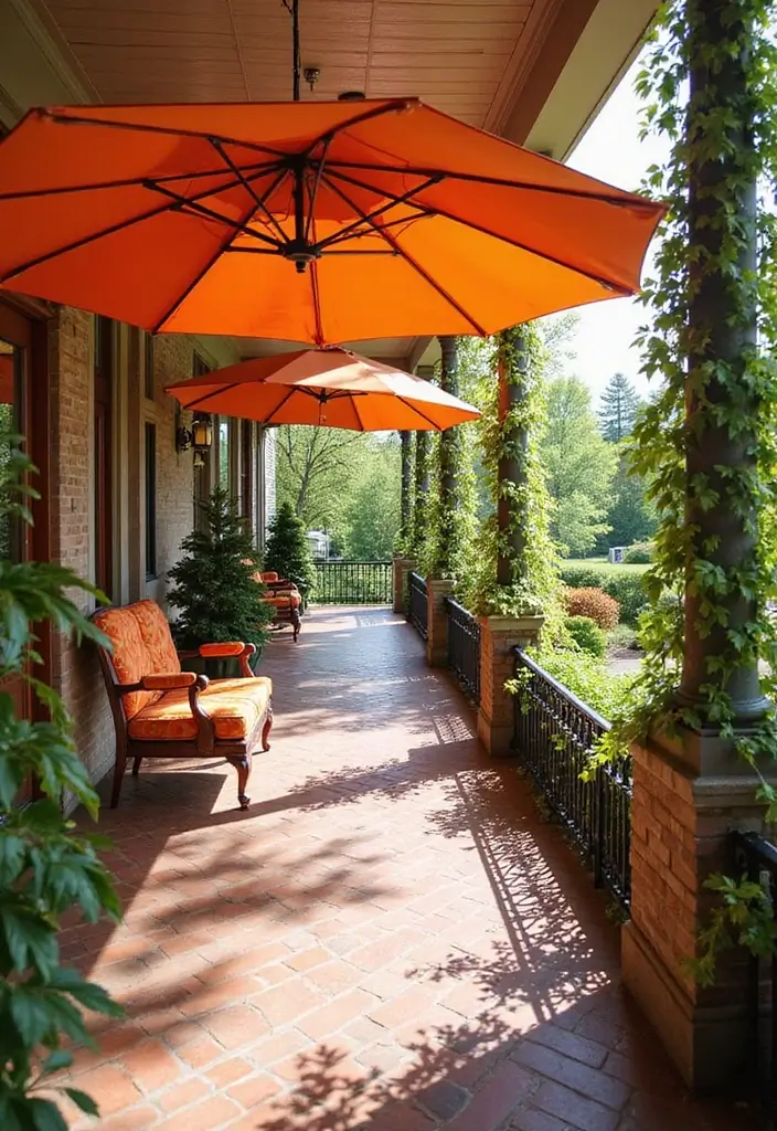 33 Stunning Porch Decor Ideas That Will Wow Your Guests Instantly! - 20. Stylish Umbrellas