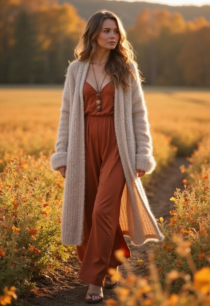 35 Fall Winter Outfit Ideas That Will Turn Heads (You Won't Believe #10!) - 10. Maxi Dress with a Chunky Cardigan