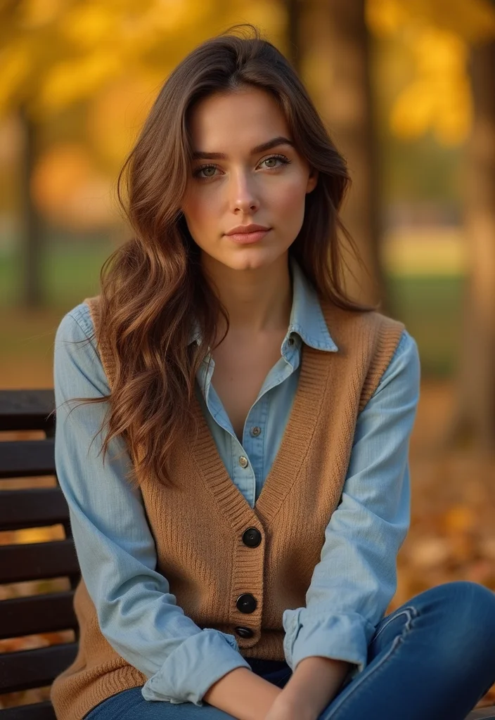 35 Fall Winter Outfit Ideas That Will Turn Heads (You Won't Believe #10!) - 15. Sweater Vest with Button-Up Shirt