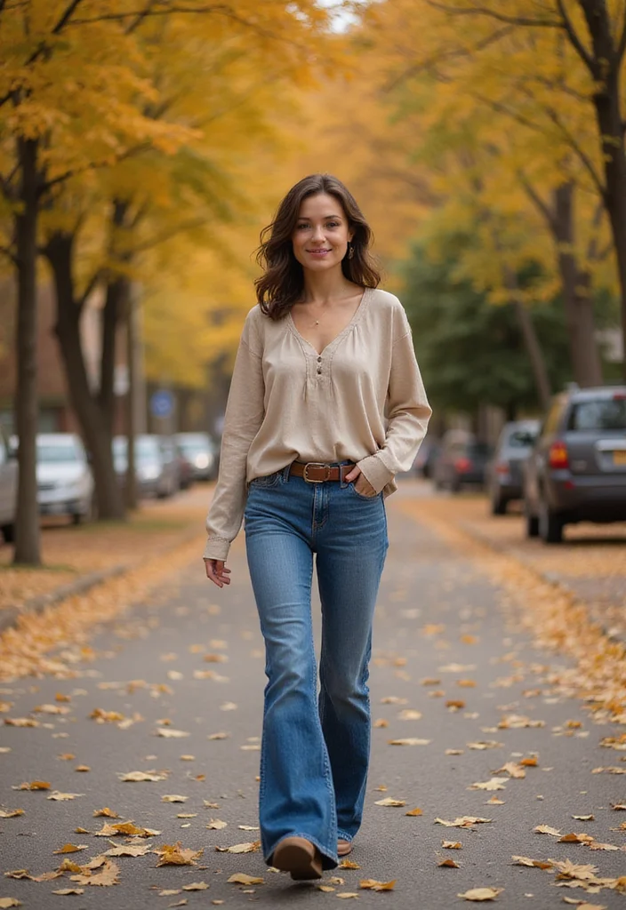 35 Fall Winter Outfit Ideas That Will Turn Heads (You Won't Believe #10!) - 2. Flare Jeans and a Flowing Tunic