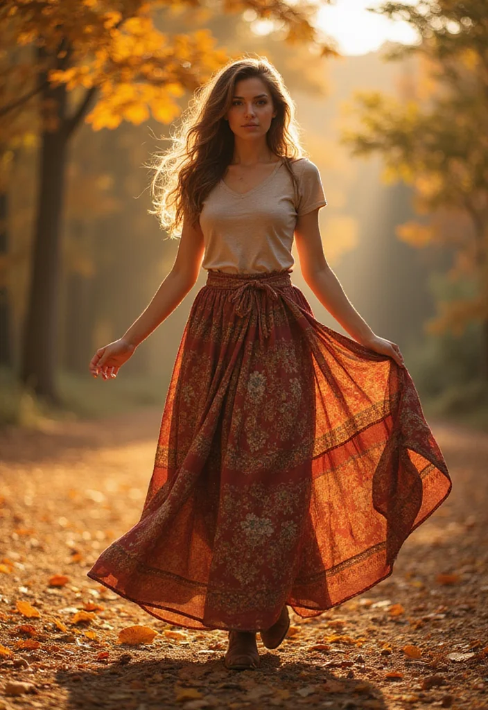 35 Fall Winter Outfit Ideas That Will Turn Heads (You Won't Believe #10!) - 35. Bohemian Maxi Skirt with Simple Top