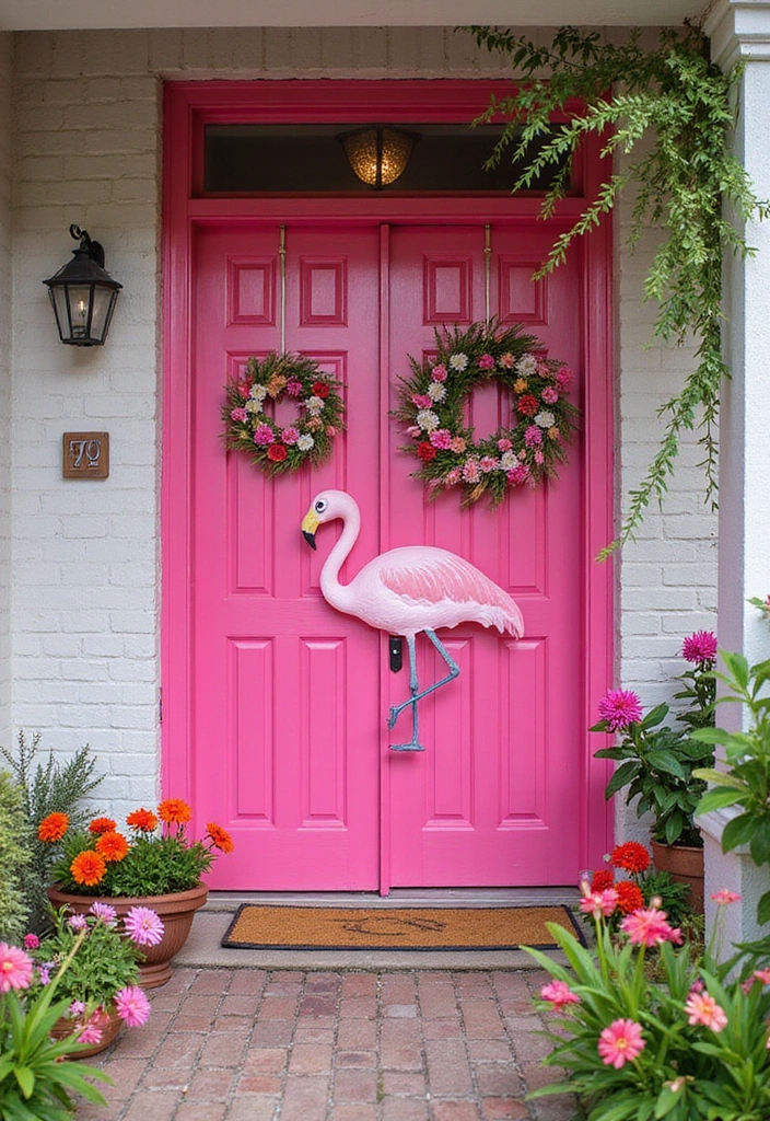 45 Best Front Door Colors That Will Transform Your Home's Curb Appeal! - 29. Flamingo Pink