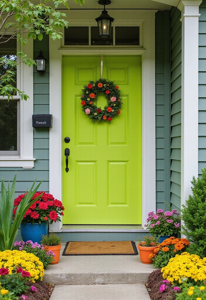 45 Best Front Door Colors That Will Transform Your Home's Curb Appeal! - 36. Bright Lime Green