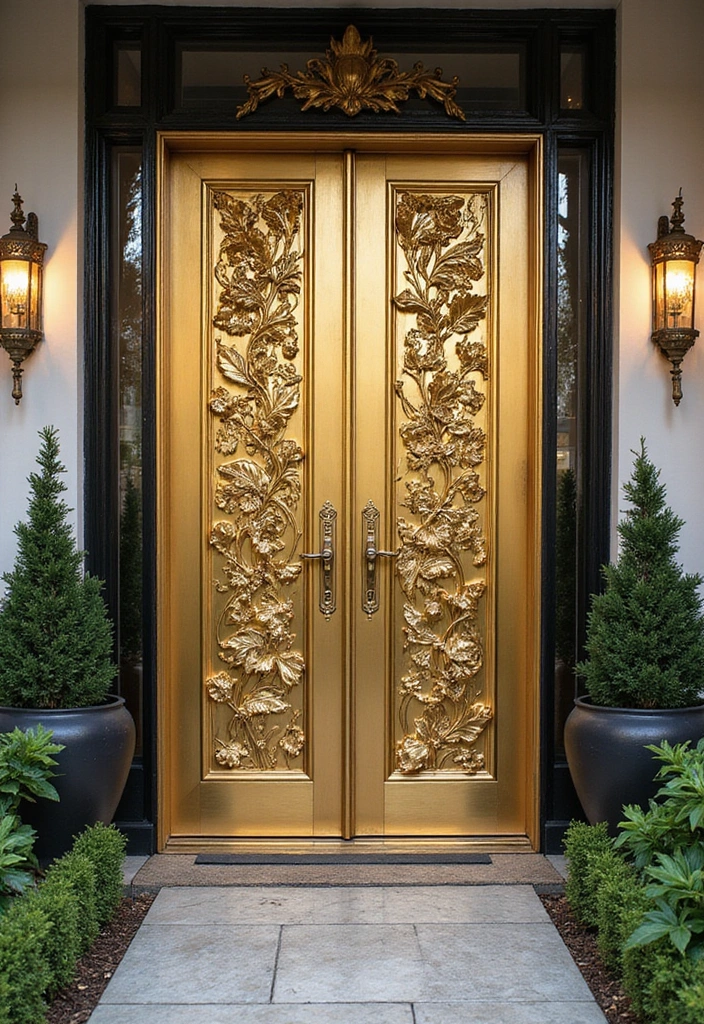 45 Best Front Door Colors That Will Transform Your Home's Curb Appeal! - 41. Gold Leaf