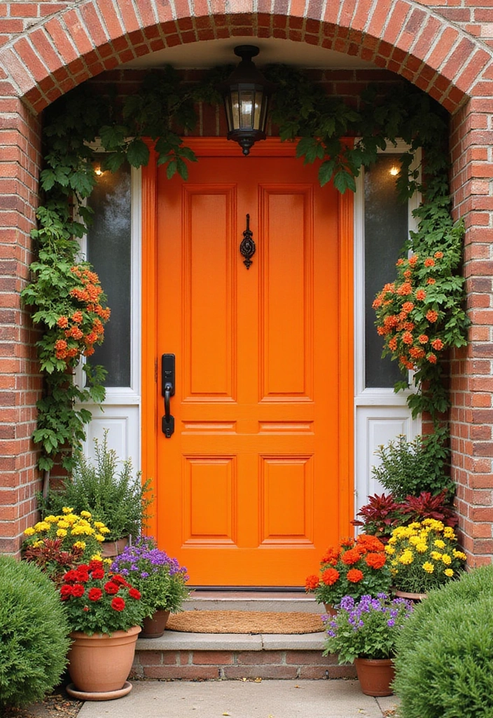 45 Best Front Door Colors That Will Transform Your Home's Curb Appeal! - 42. Sunset Orange