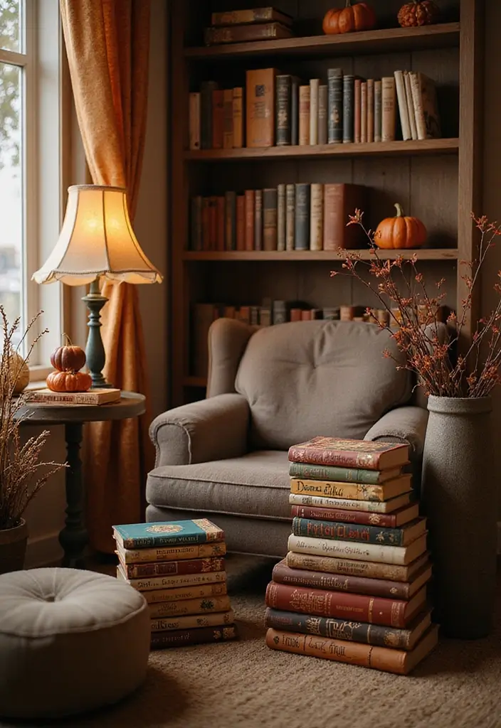 Cozy Up Your Home: 25 Fall Décor Ideas That Feel Like a Warm Hug - 13. Fall-Themed Books