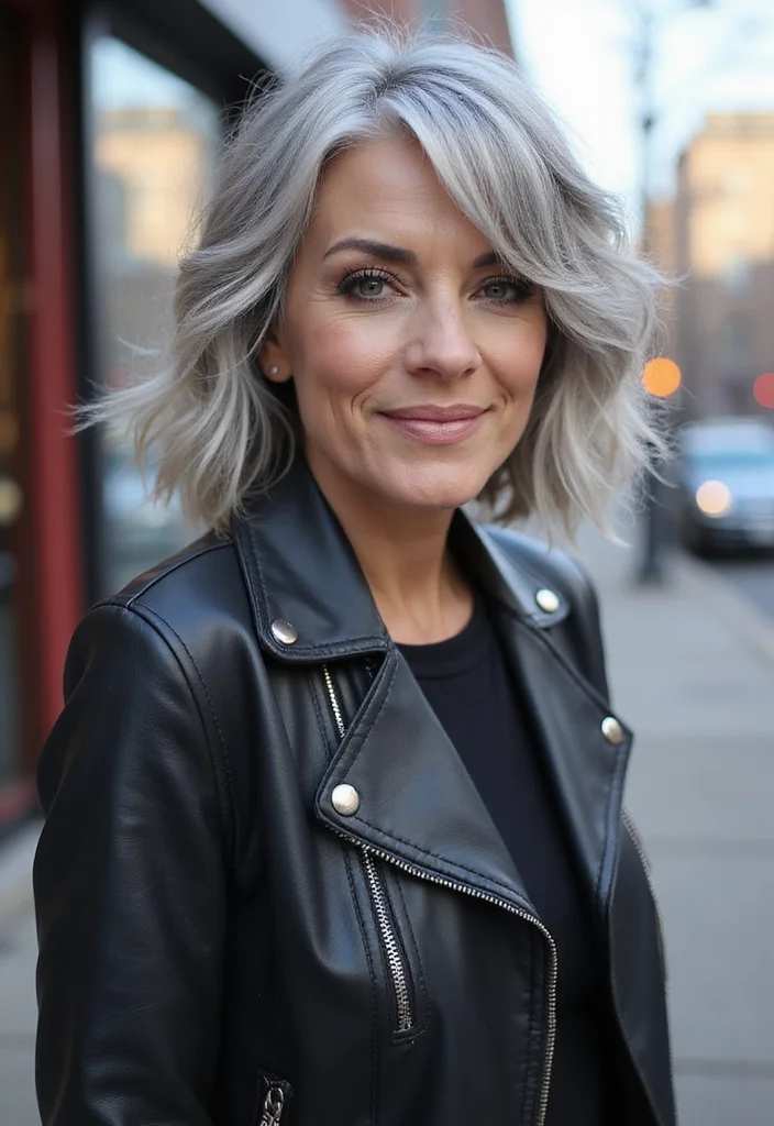 13 Gorgeous Grey Hairstyles for Women Over 50 That Will Turn Heads! - 11. Textured Grey Shag 1