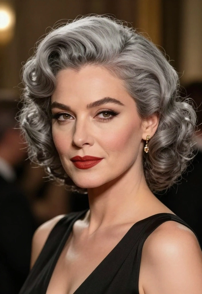 13 Gorgeous Grey Hairstyles for Women Over 50 That Will Turn Heads! - 12. Vintage Curls 1