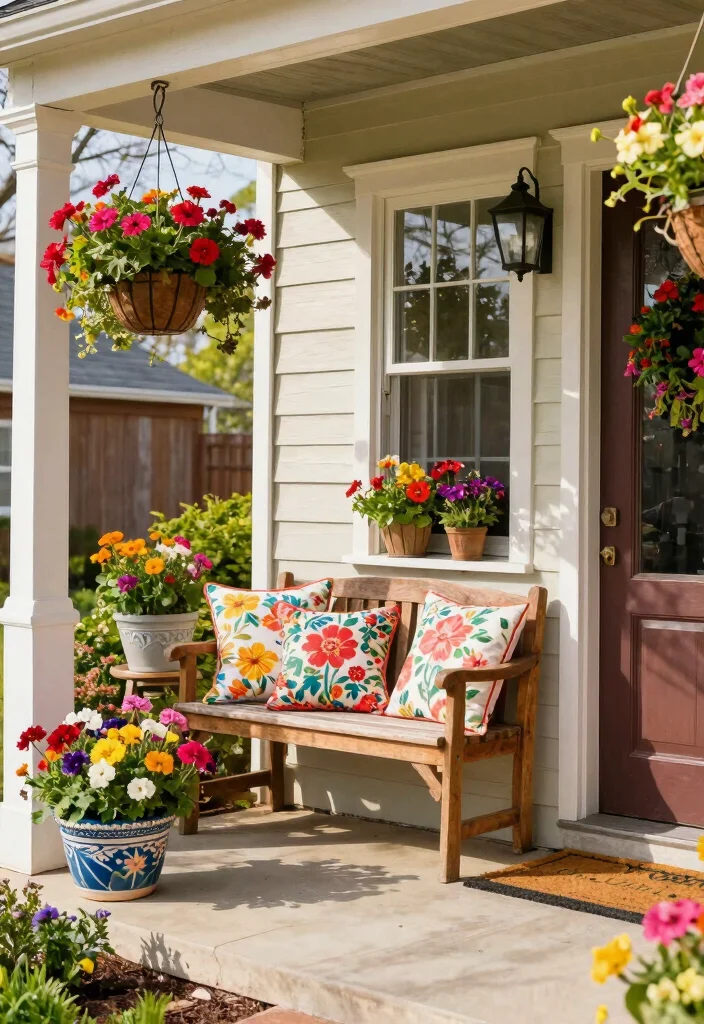 15 Stunning Front Porch Ideas for Every Season (Your Guests Will Be Amazed!) - 1. Spring Serenity with Floral Arrangements 1