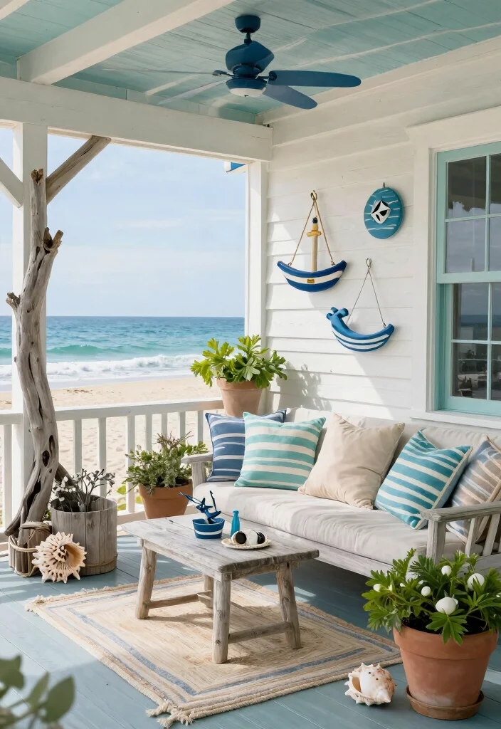 15 Stunning Front Porch Ideas for Every Season (Your Guests Will Be Amazed!) - 10. Coastal Charm with Nautical Elements 1