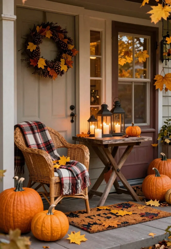 15 Stunning Front Porch Ideas for Every Season (Your Guests Will Be Amazed!) - 3. Autumnal Allure with Cozy Accents 1