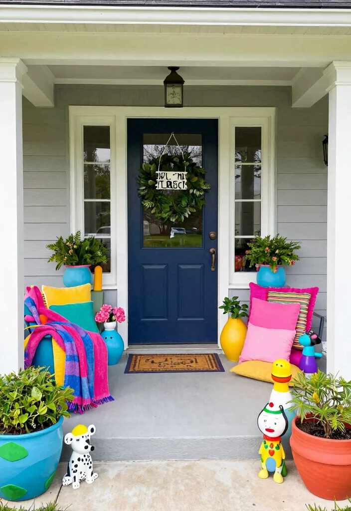 15 Stunning Front Porch Ideas for Every Season (Your Guests Will Be Amazed!) - 8. Whimsical Touches with Fun Accents 1