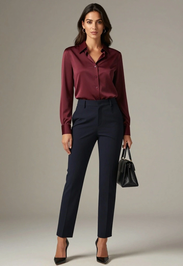 17 Show-Stopping Formal Elegant Outfit Ideas to Dazzle at Your Next Party! - 13. Tailored Pants and Blouse 1