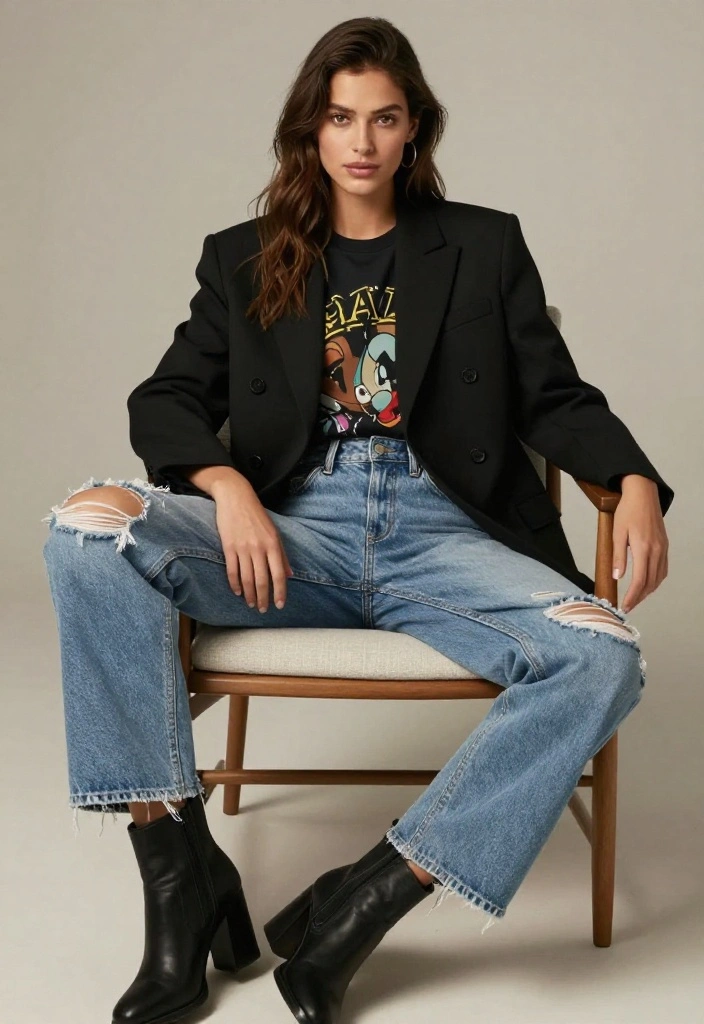 18 Outfits Built Around Your Favorite Blazer That Will Turn Heads! - 11. Distressed Denim and a Blazer 1
