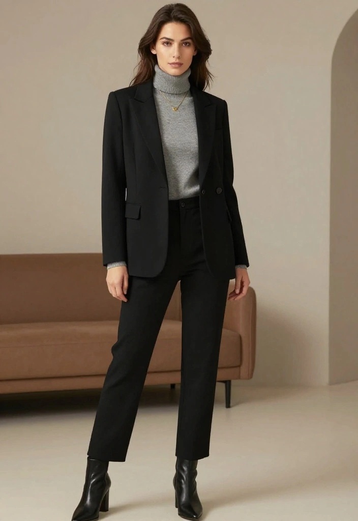 18 Outfits Built Around Your Favorite Blazer That Will Turn Heads! - 5. Layered with a Turtleneck 1