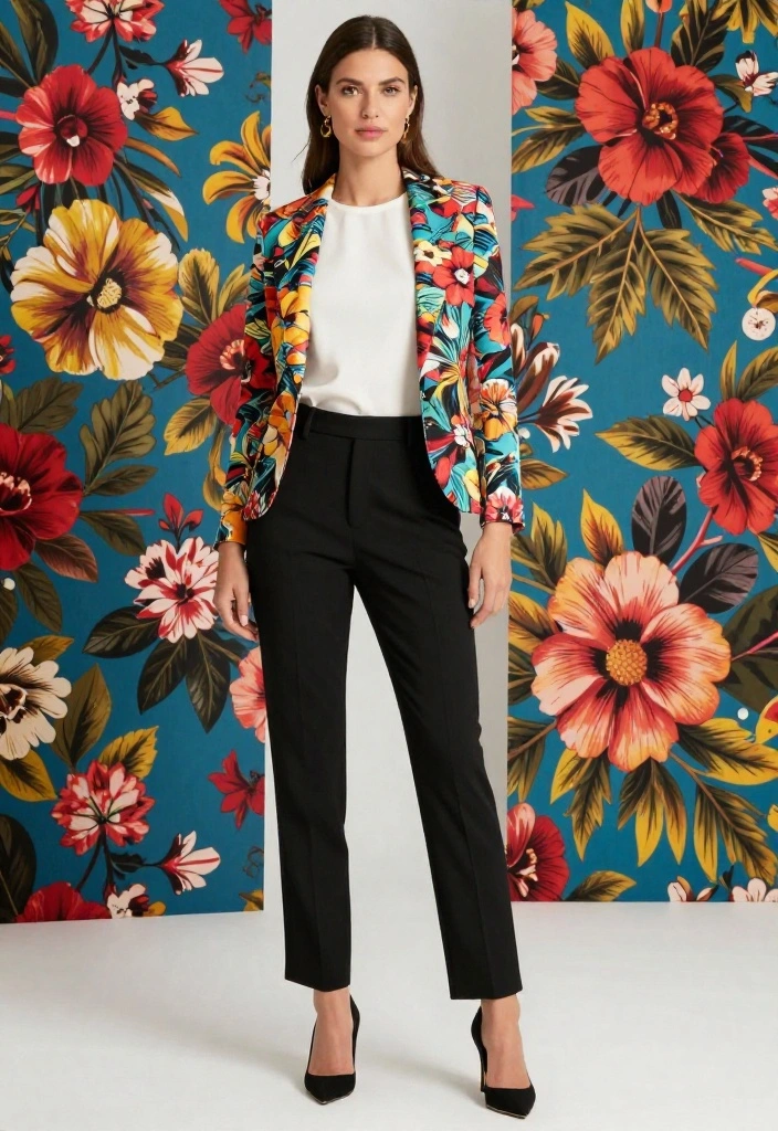18 Outfits Built Around Your Favorite Blazer That Will Turn Heads! - 9. Bold Prints and Patterns 1