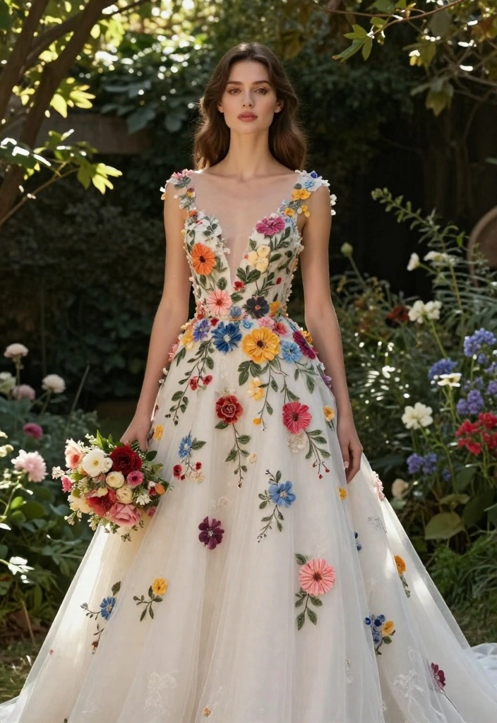 18 Stunning Boho Wedding Dresses That Will Leave You Breathless! - 4. Floral Appliqué 1