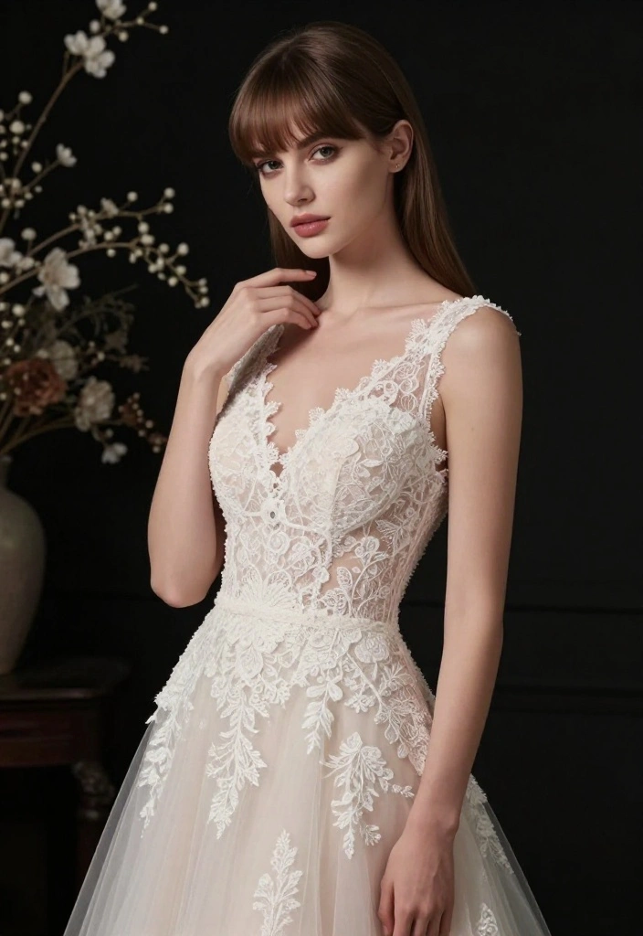 20 Breathtaking Straight Hair Looks Perfect for Brides! - 14. Straight Hair with Side-Swept Bangs 1