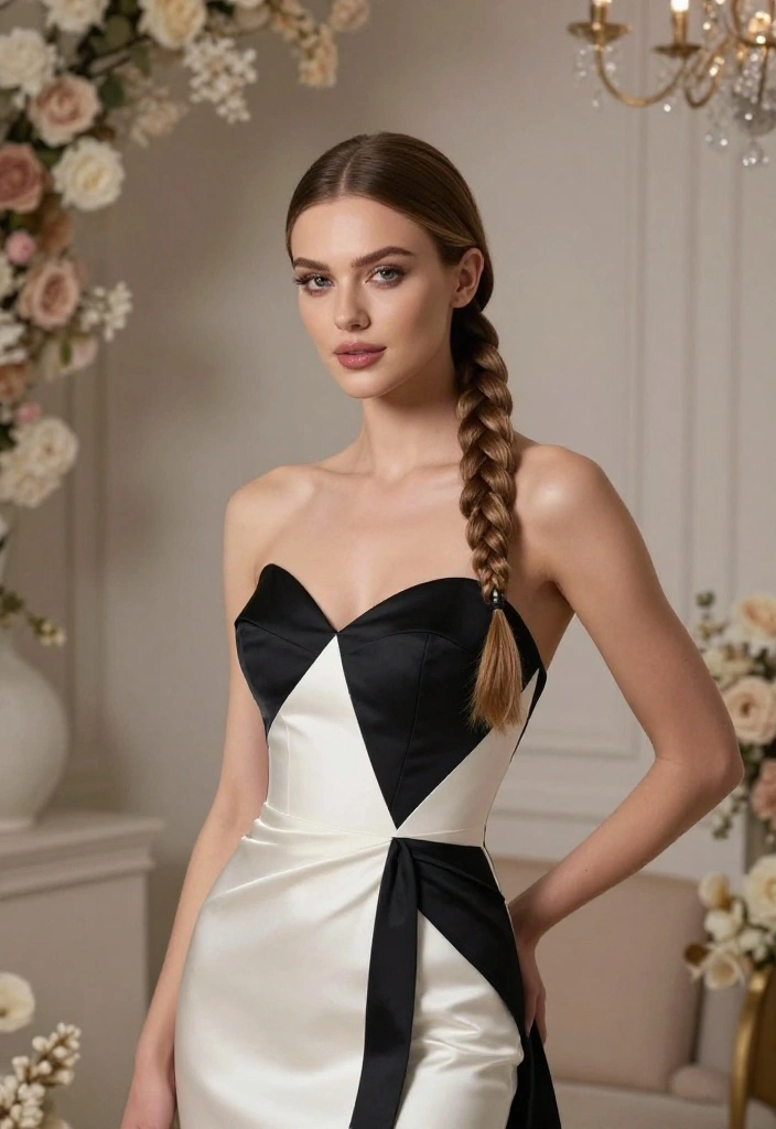 20 Breathtaking Straight Hair Looks Perfect for Brides! - 19. Straight Hair with a Textured Braid 1