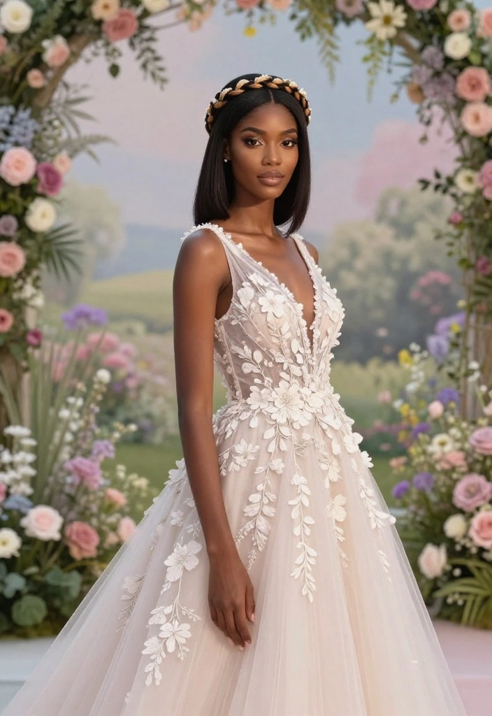 20 Breathtaking Straight Hair Looks Perfect for Brides! - 7. Straight Hair with a Braided Crown 1