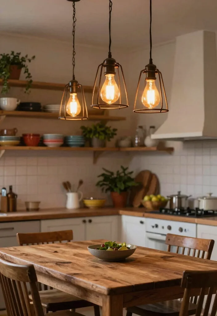 20 Charming Country Kitchen Touches You Never Knew You Needed! - 11. Rustic Lighting Fixtures 1