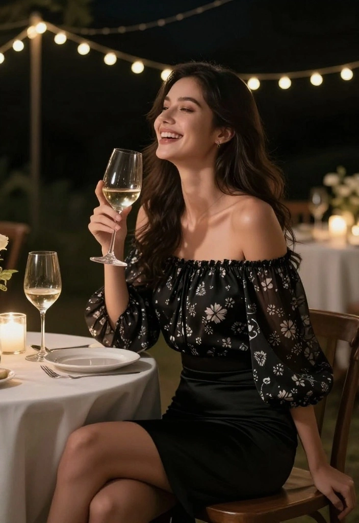 Date Night Outfits That Aren't Just a Little Black Dress (20+ Looks) - 13. Romantic Off-the-Shoulder Tops 1