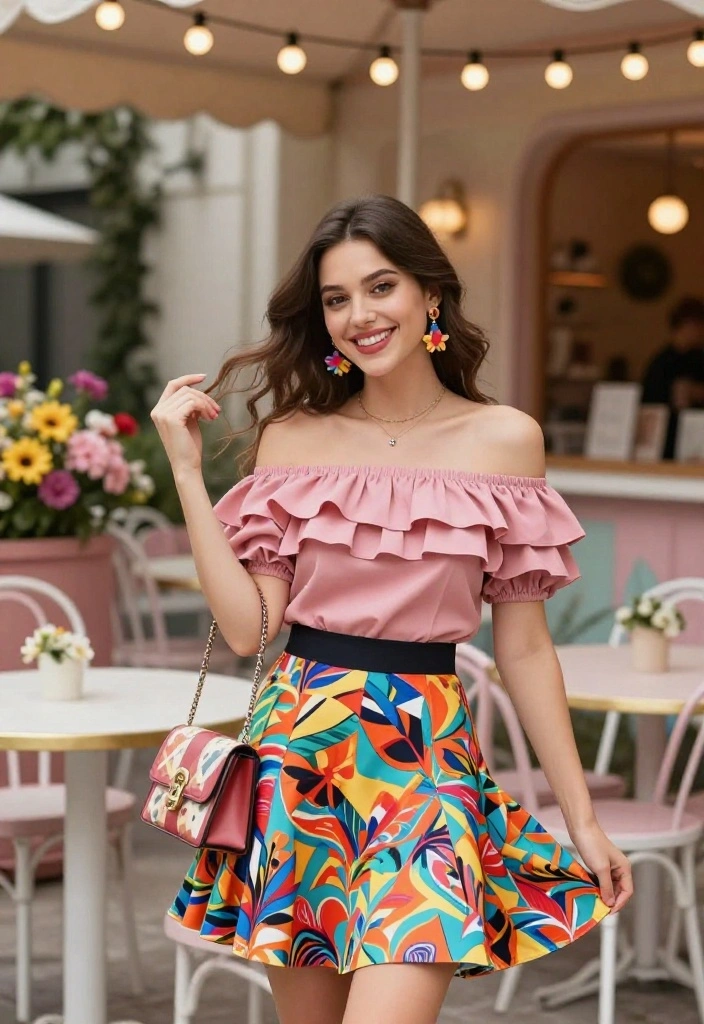 Date Night Outfits That Aren't Just a Little Black Dress (20+ Looks) - 4. Playful Skirt with a Trendy Top 1