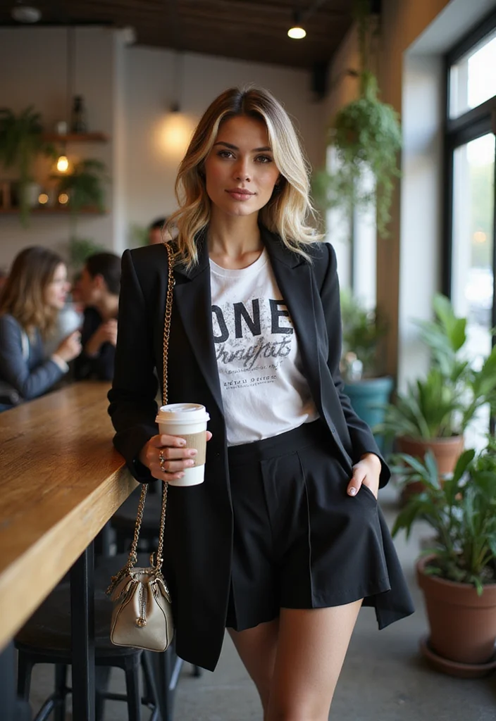 Struggling with What to Wear? 20 Outfit Combos You Need to Try! - 6. Graphic Tee + Blazer + Skirt 1