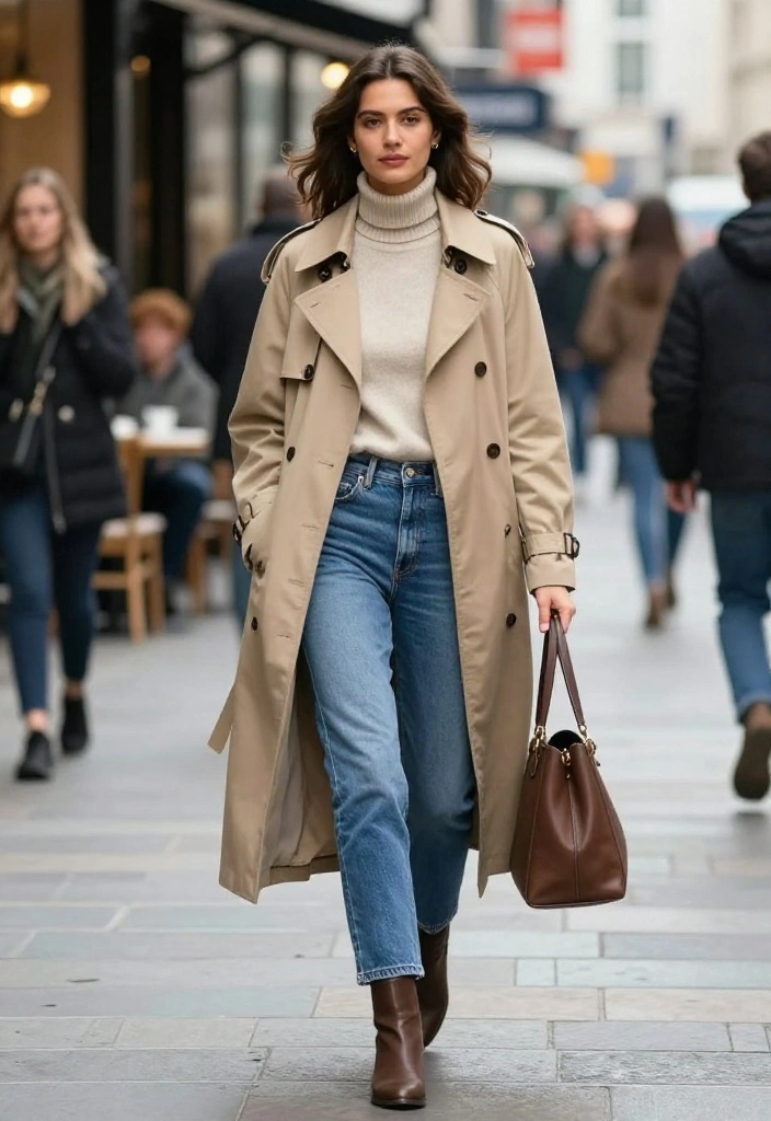 Struggling with What to Wear? 20 Outfit Combos You Need to Try! - 7. Classic Trench Coat + Casual Outfit 1
