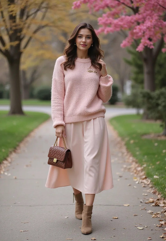 Unlock the Secret: 15 Spring Outfits with Oversized Sweaters & Boots! - 5. Feminine Touch 1