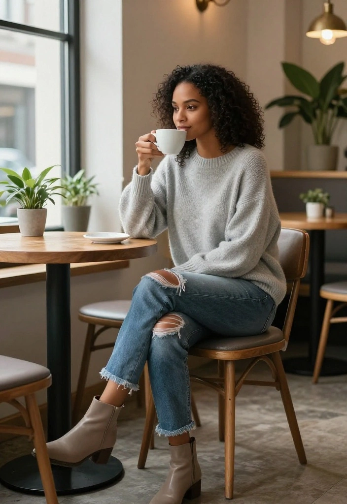 Unlock the Secret: 15 Spring Outfits with Oversized Sweaters & Boots! - 6. Casual Cool 1