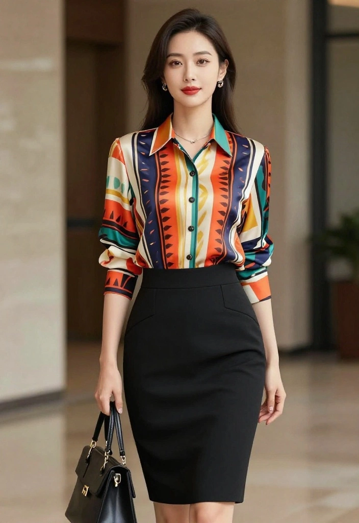 15 Chic Feminine Elegance Outfits to Elevate Your Style Game (You Won't Believe #5!) - 7. Statement Blouse with Pencil Skirt 1