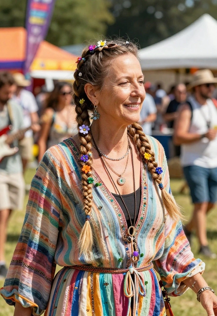 15 Chic Hairstyles for Women Over 55 That Will Make You Look 10 Years Younger! - 13. Bohemian Braids 1