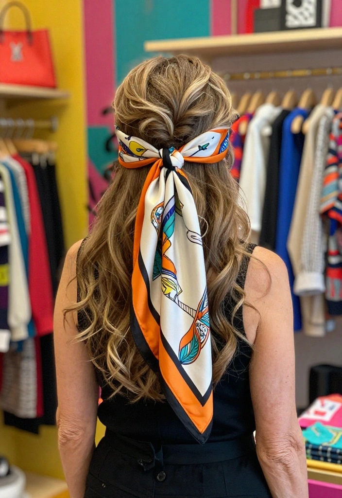 15 Chic Hairstyles for Women Over 55 That Will Make You Look 10 Years Younger! - 14. Silk Scarf Style 1