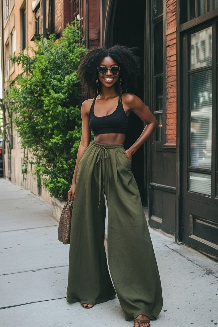 15 Stunning Black Women's Summer Outfits That'll Turn Heads (You Won't Believe #7!) - Bold and Beautiful: High-Waisted Trousers 1